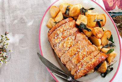 Spit Roast Pork with Apple and Apricot Stuffing