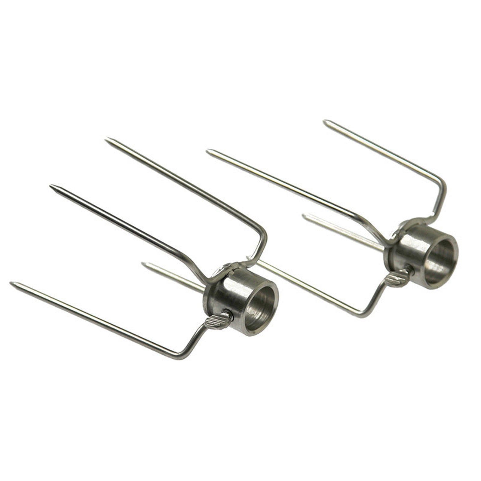 Stainless Steel Large 4 Prong Forks (Set of 2) for rotisserie BBQ whole Chicken or Leg of Lamb suit 22mm Round Skewer