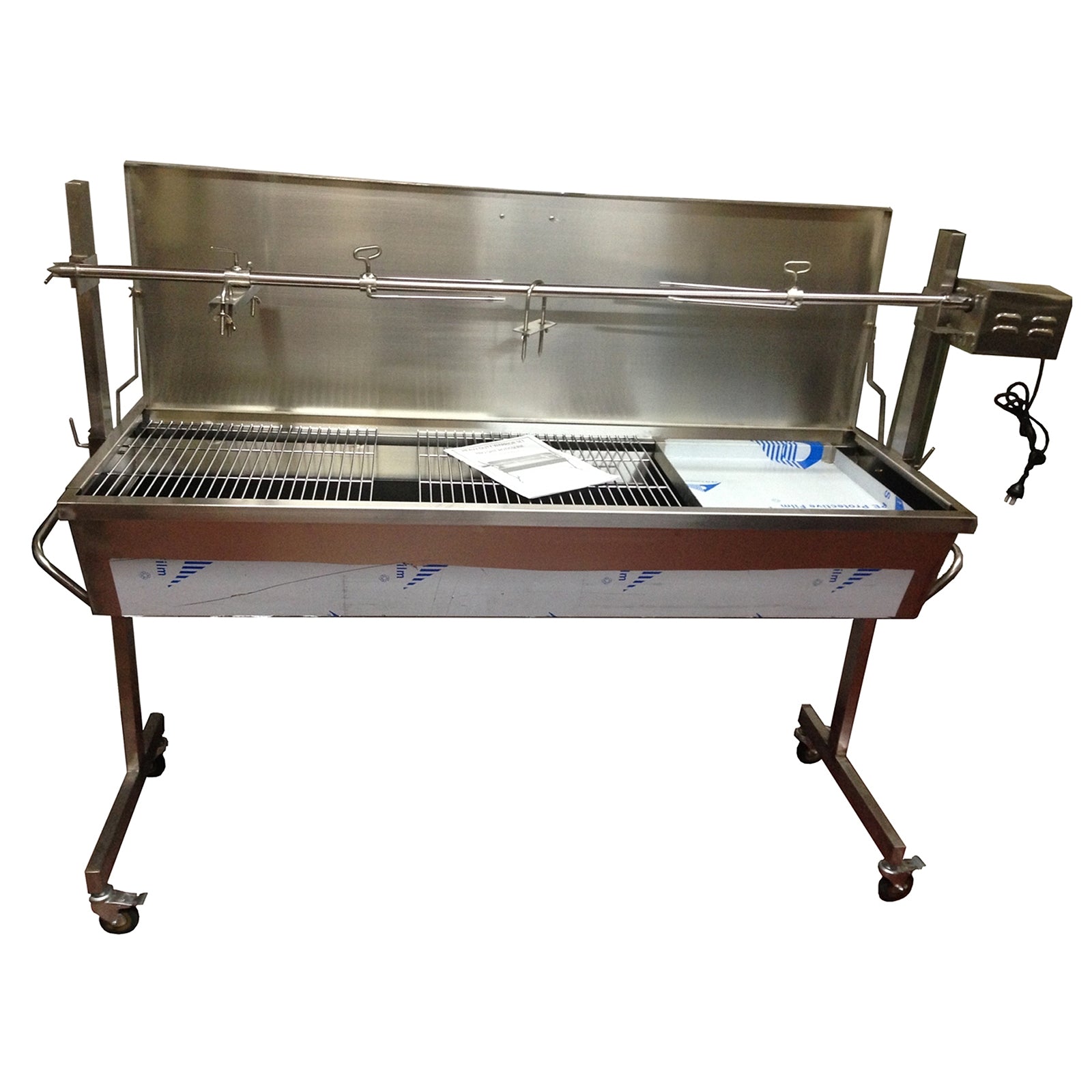 Cyprus Grill - Warrior Heavy Duty 1.5m Charcoal Rotisserie BBQ Spit - Stainless Steel (40kgs capacity)