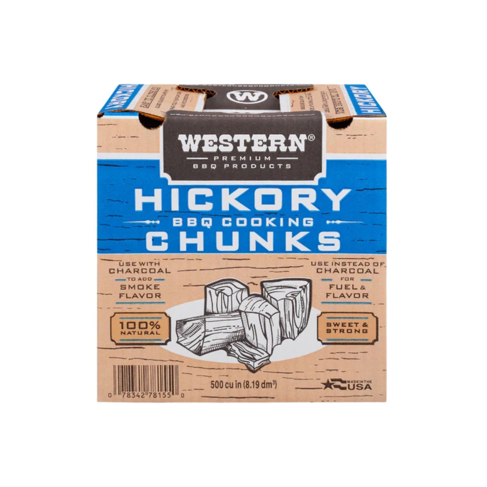 Western Hickory Smoking Wood Chunks - Made in the USA - 78055