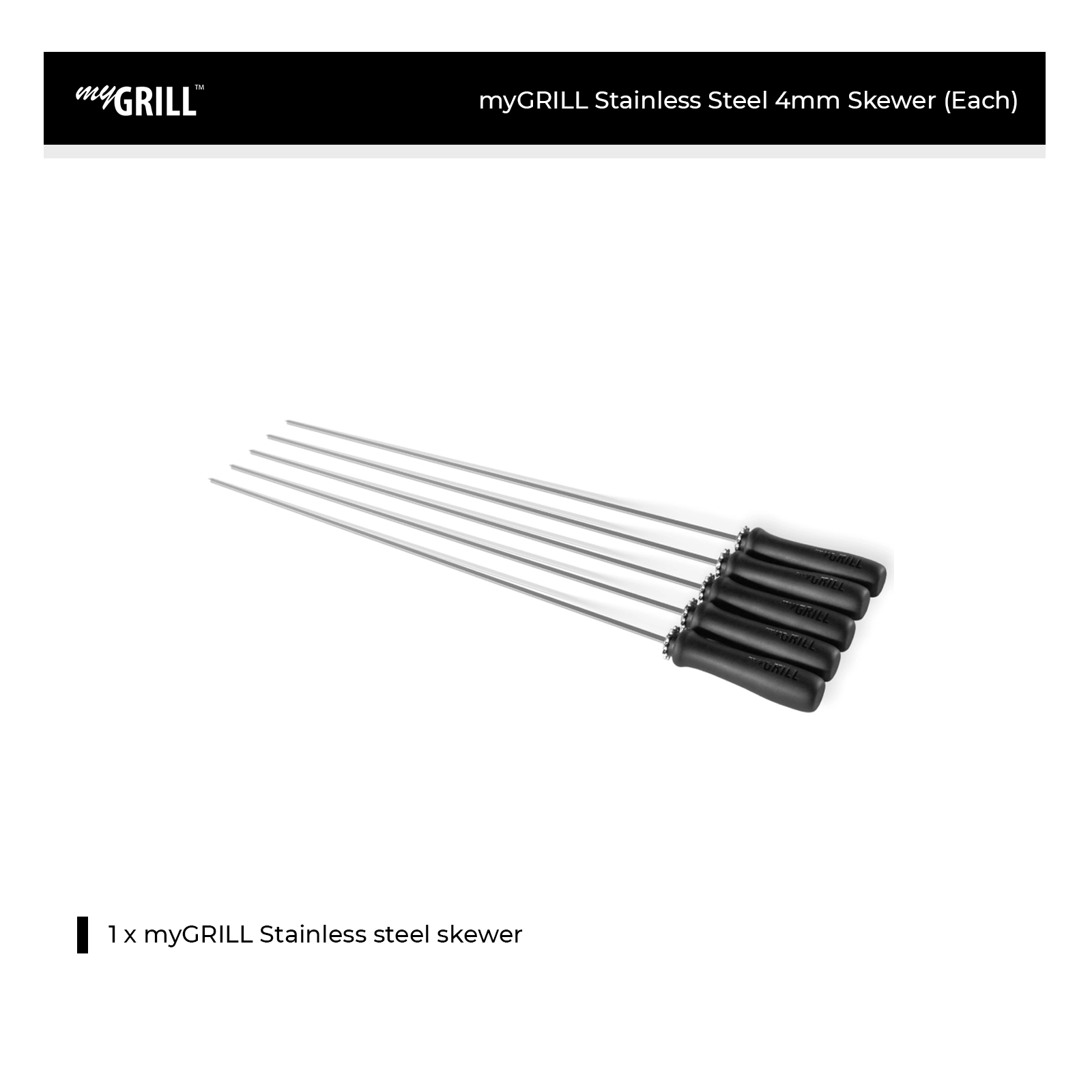myGRILL Stainless Steel 4mm Skewer (Each) - 950010-21010040