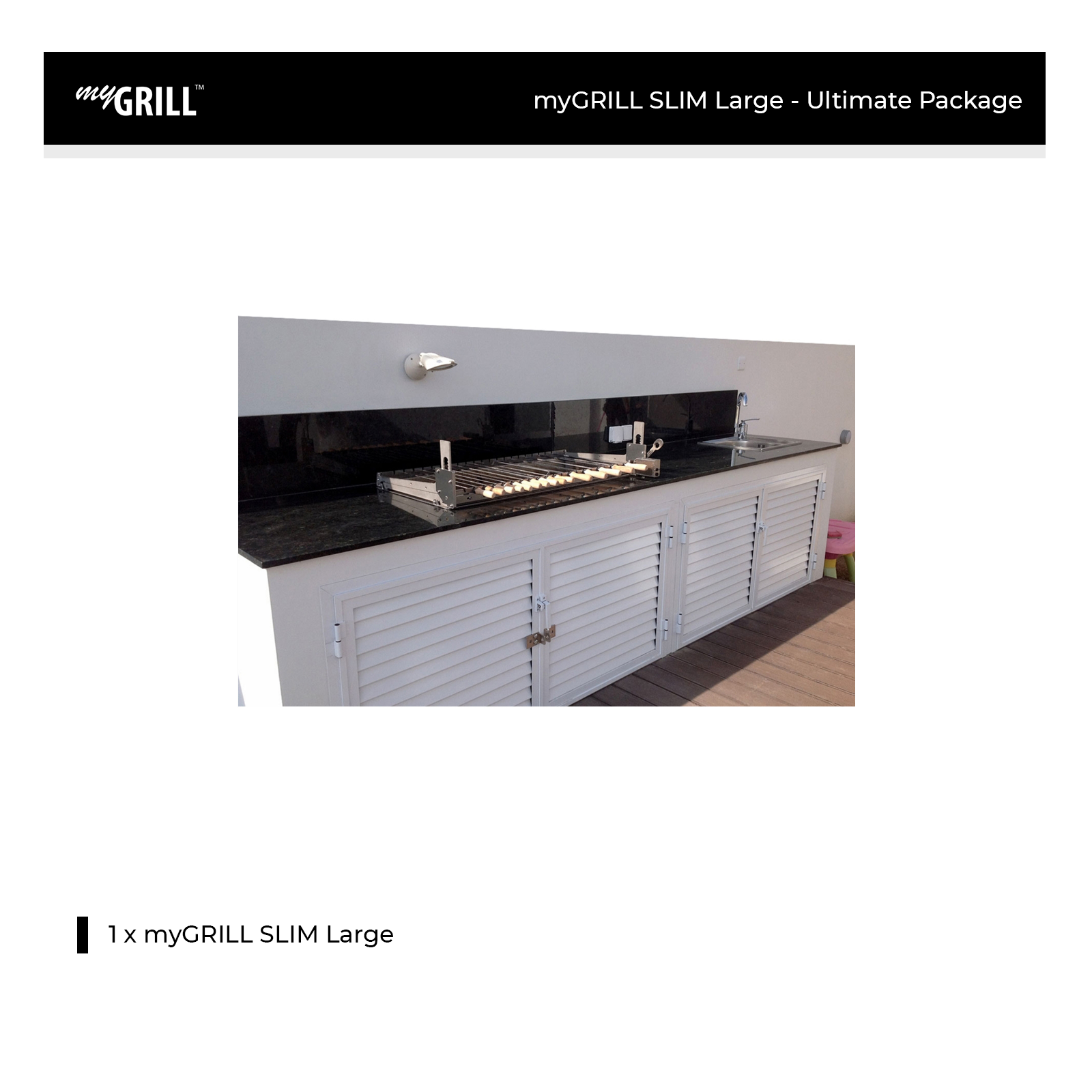 myGRILL SLIM Large - Ultimate Package (Drop In Charcoal BBQ & Rotisserie) - 950015-03003015