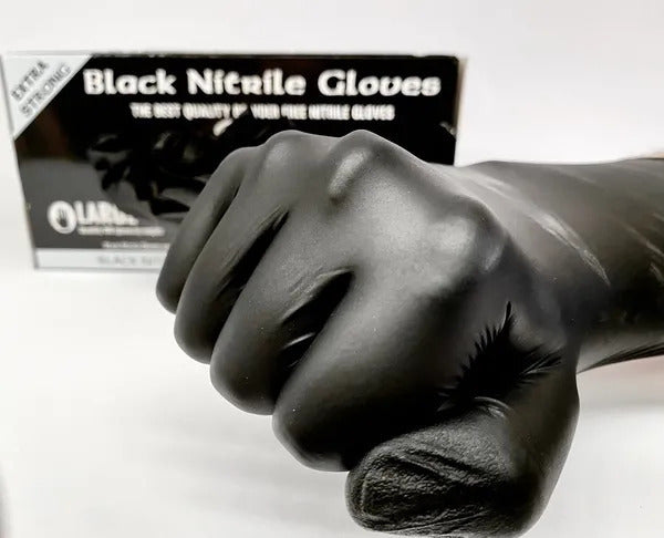 BLACK NITRILE GLOVES POWDER FREE BLACK NITRILE DISPOSABLE GLOVE BOX of 100 (XL) - BNG10-XL