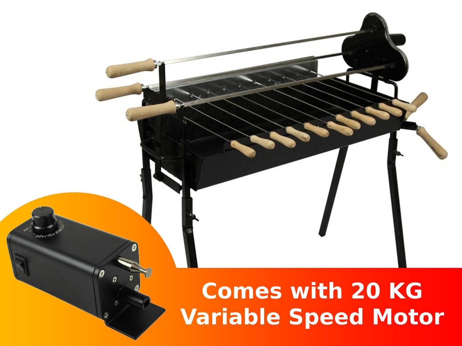 Cyprus Grill Deluxe Auto (Black) Souvla Package Deal with 20kg Variable Speed Motor - CG-0704B-BUNDLE