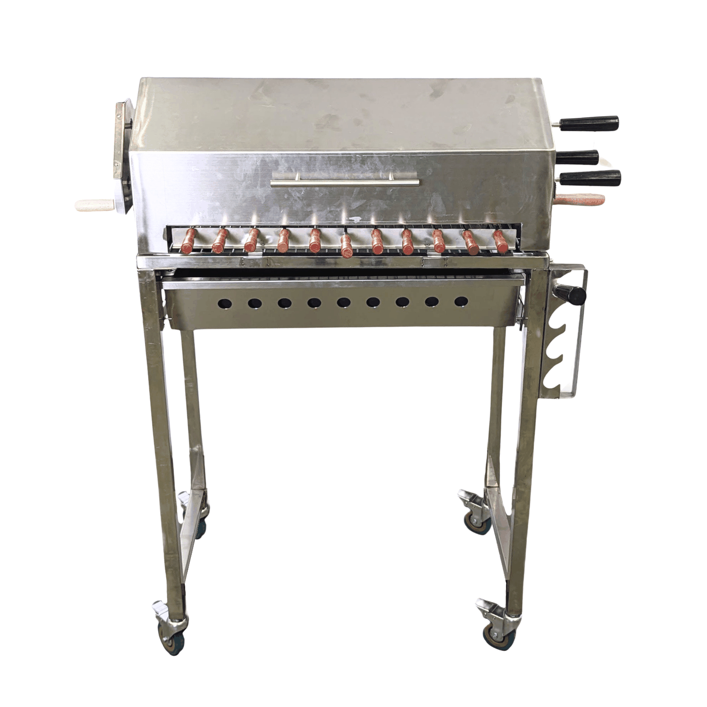 Cyprus Grill NEW with height adjustment Stainless Steel BBQ Spit Rotisserie - With Hood - Main