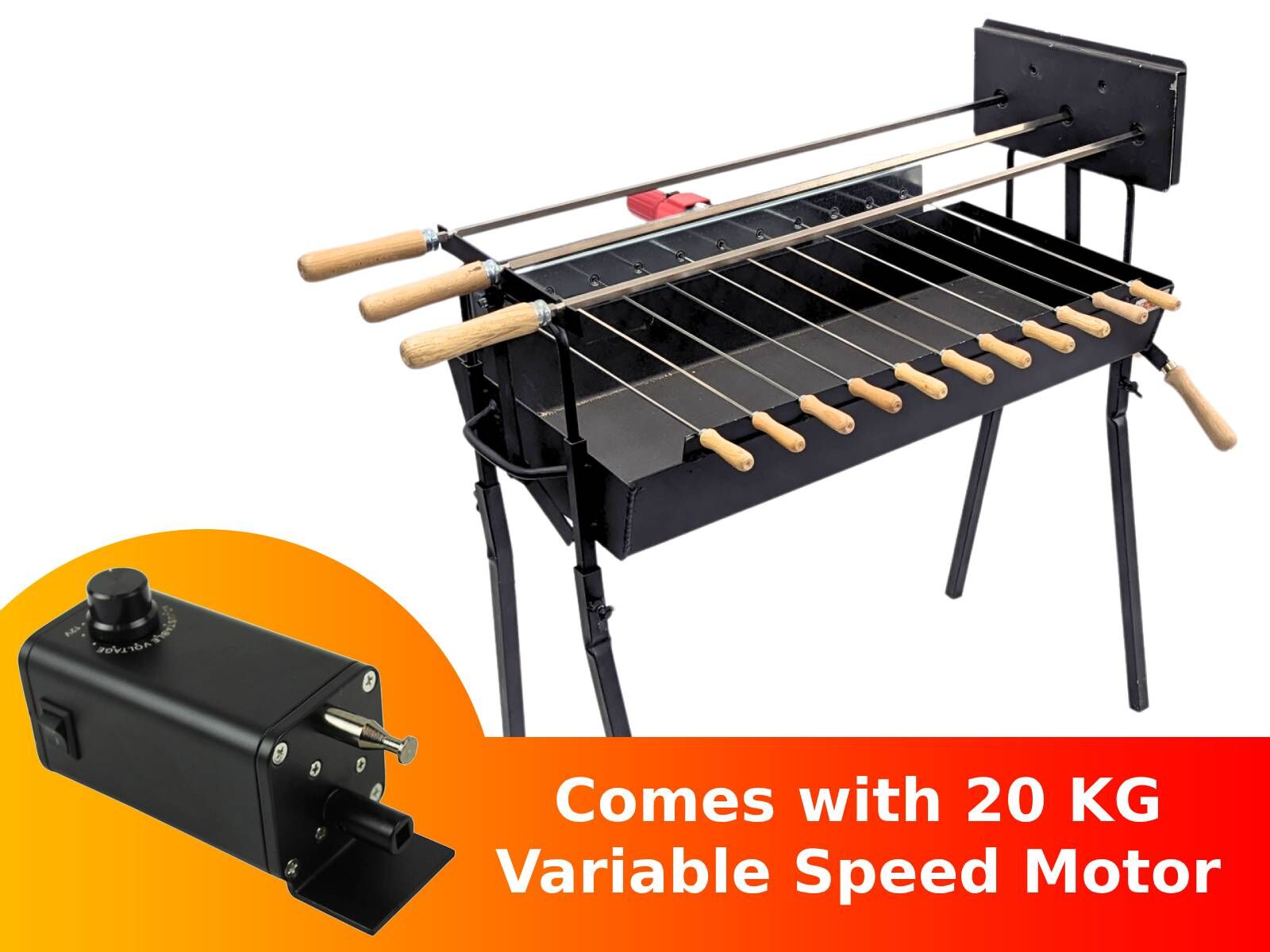 Cyprus Grill Modern Rotisserie Spit - Souvla Package Deal with 20kg Variable Speed Motor - CG-0779B-BUNDLE