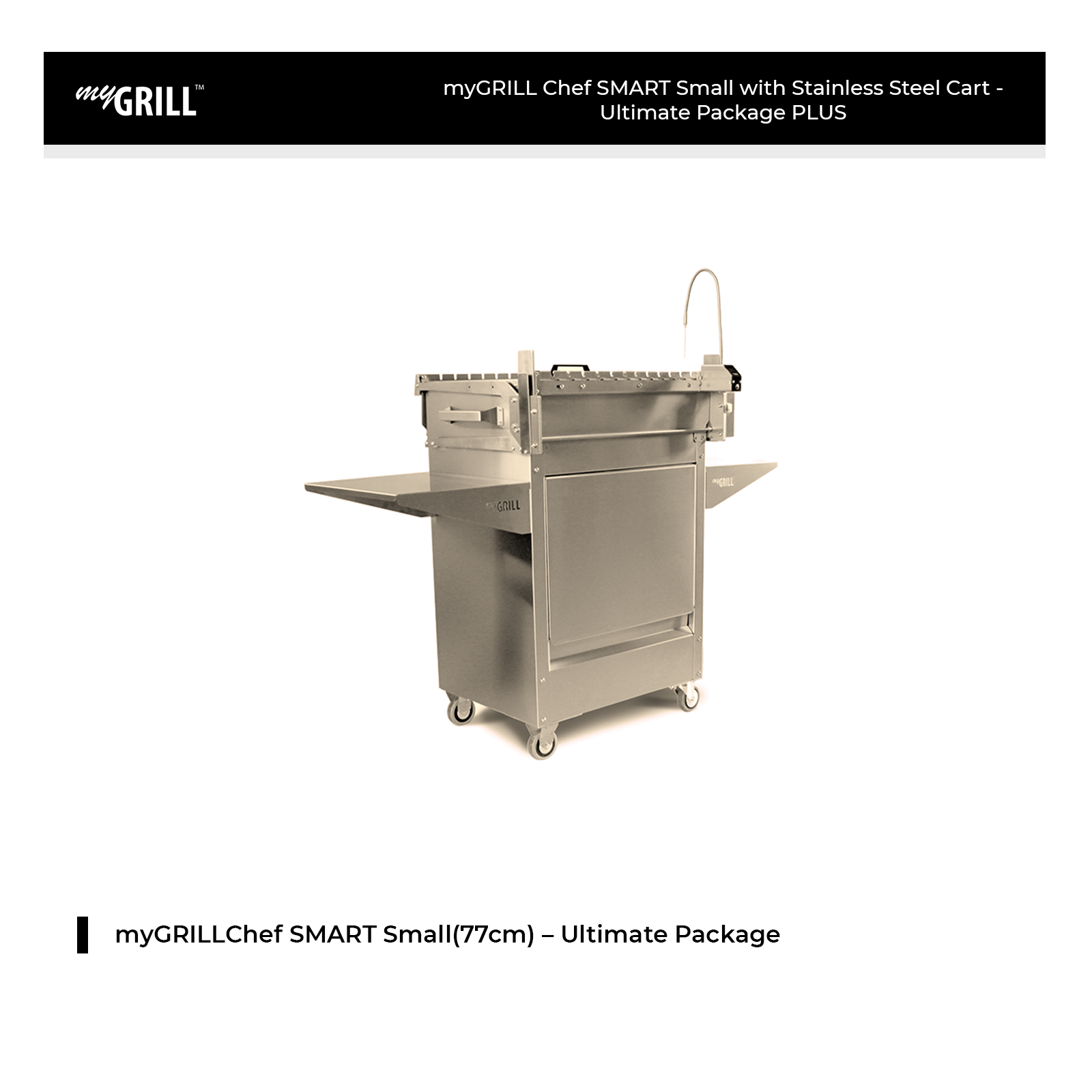 myGRILL Chef SMART Small with Stainless Steel Cart - Ultimate Package - CS1206-15-PLUS