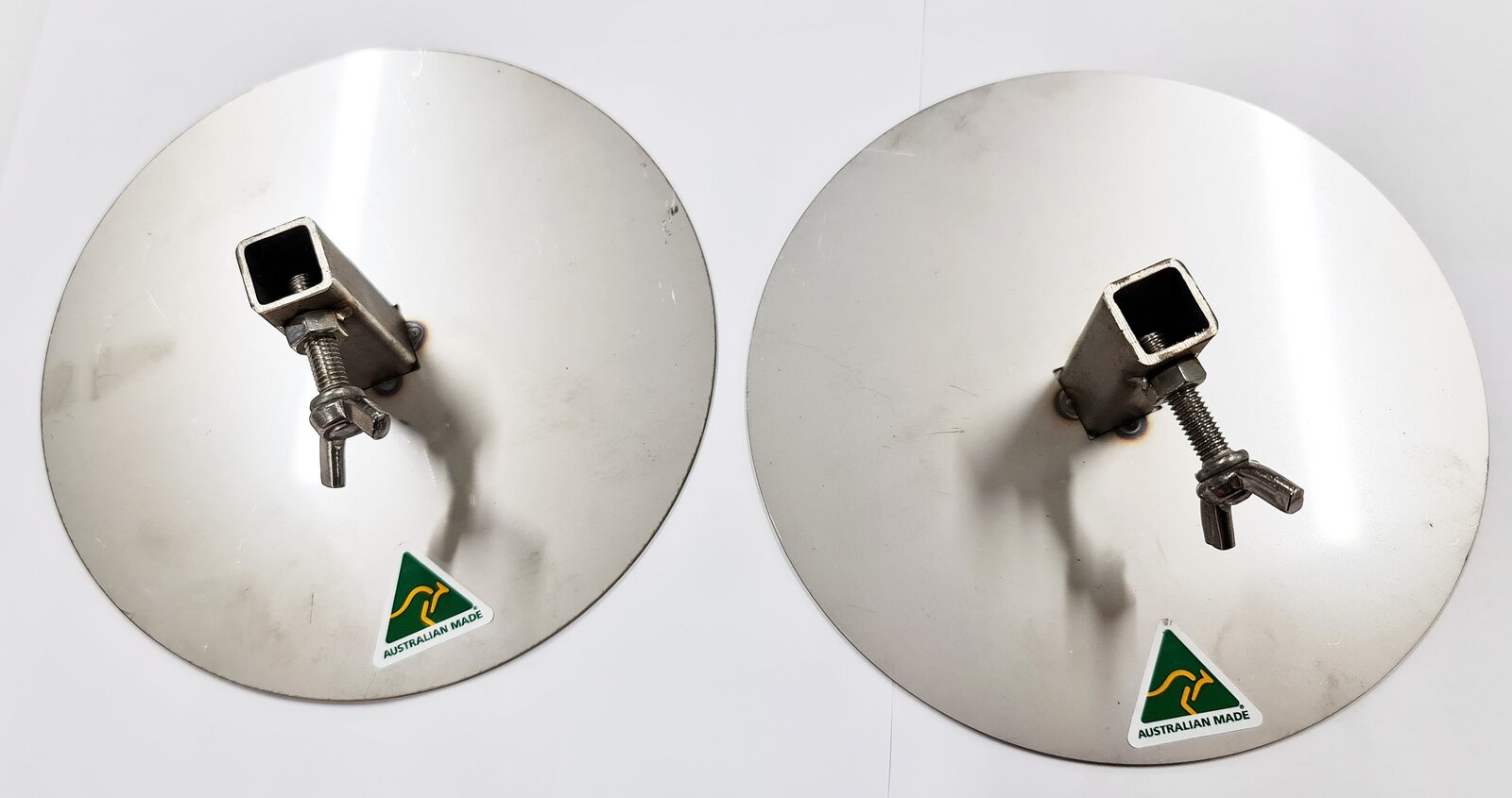 Australian Made Cyprus Grill Gyro Plates/disc - 12mm Square Skewer Bore - 15cm Diameter Plate (SET OF 2) 1mm thick