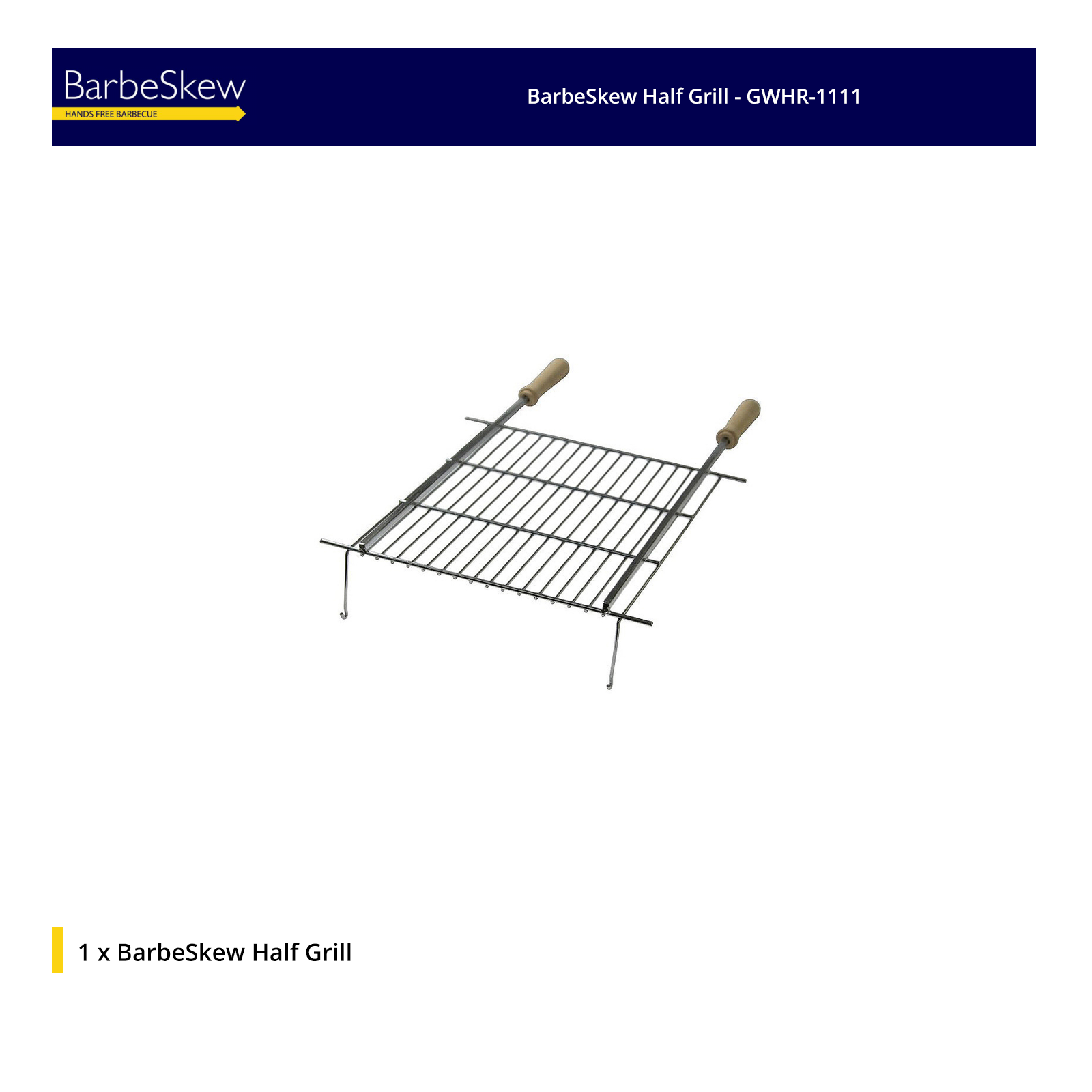 BarbeSkew Half Grill With Wooden Handles - GWHR-1111