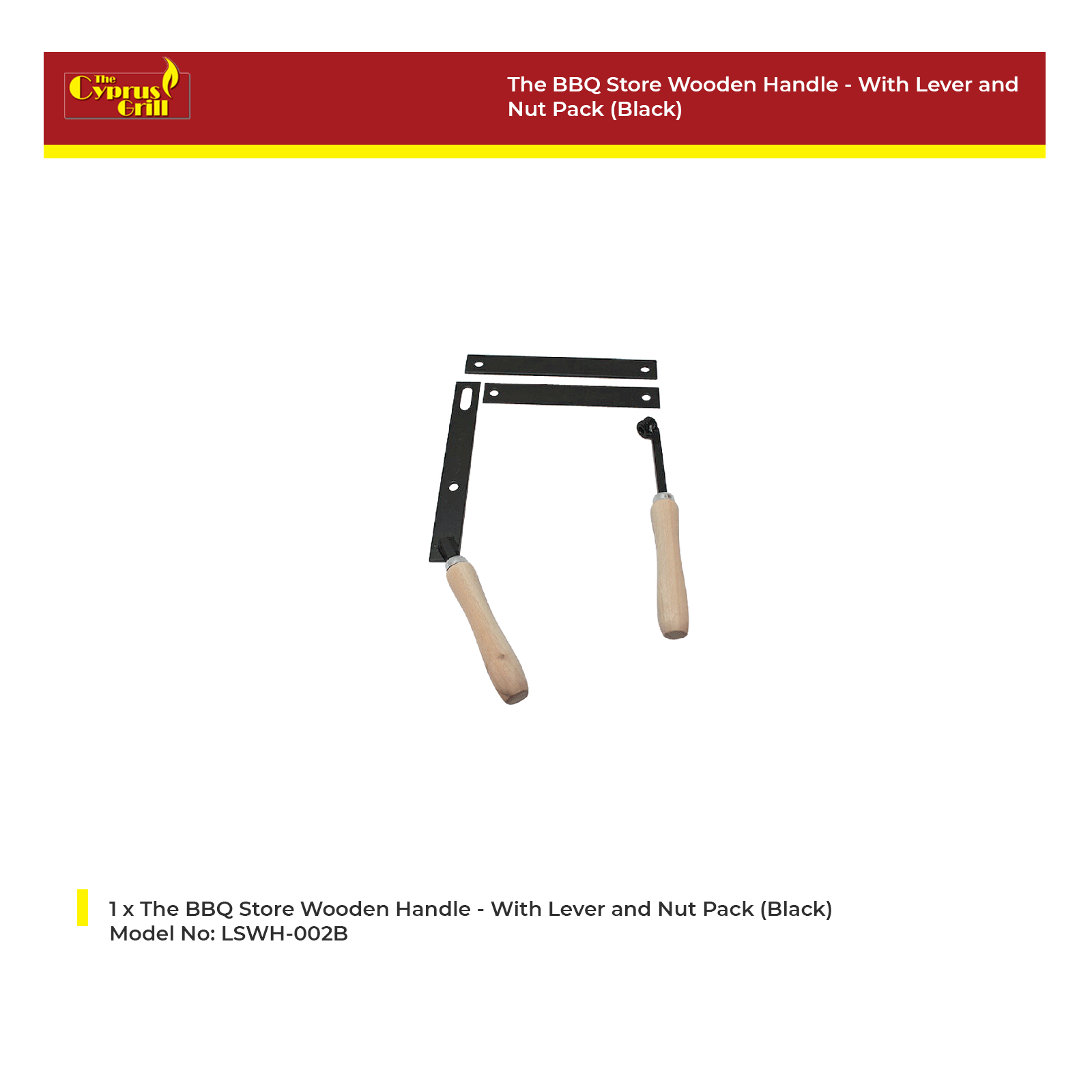 The BBQ Store Height Adjuster Lever and Nut Pack (Black) with Wooden Handle