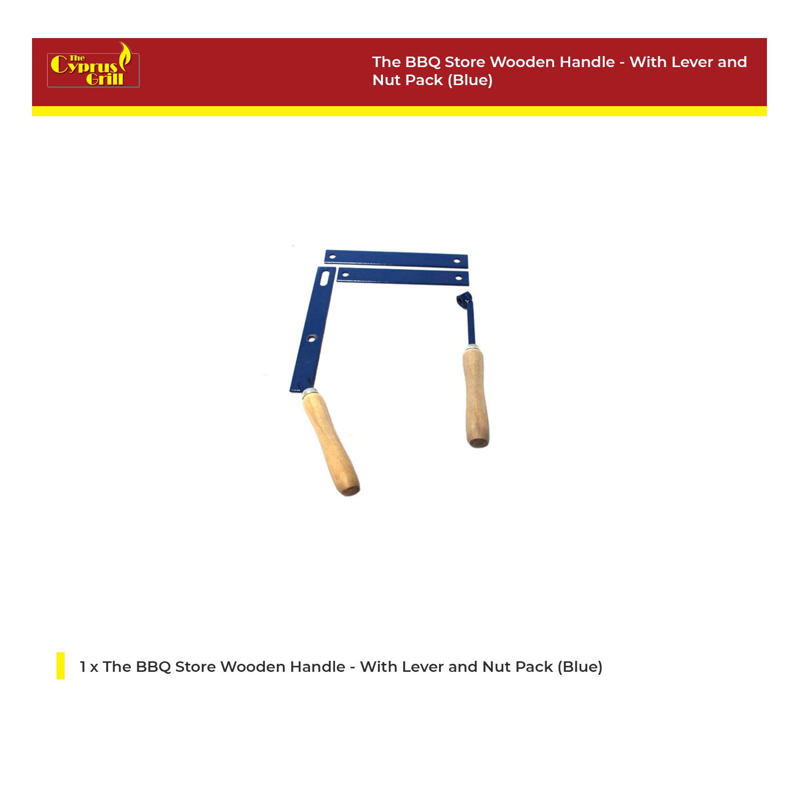 The BBQ Store Wooden Handle - With Lever and Nut Pack (Blue)