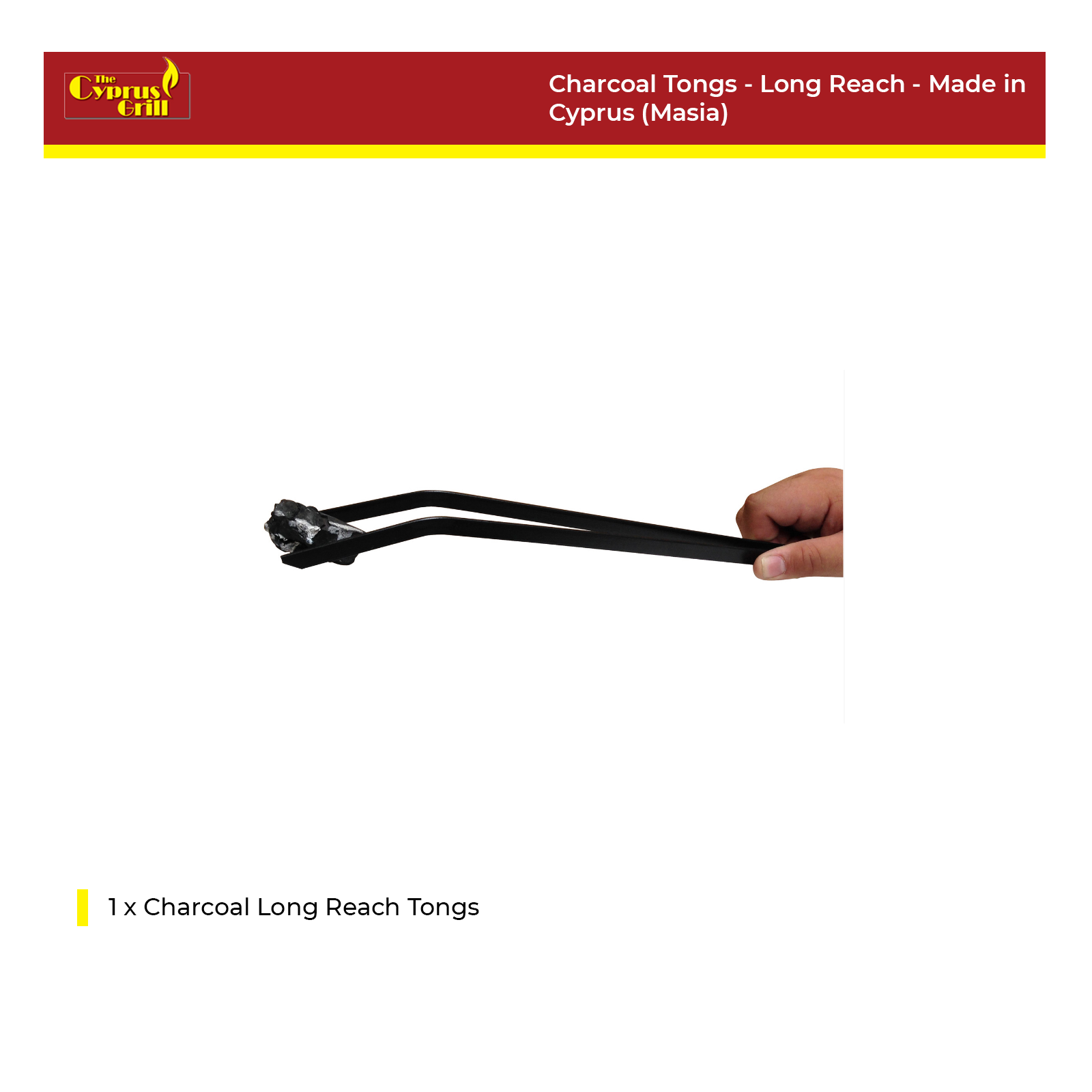 Charcoal Tongs - Long Reach - Made in Cyprus (Masia)