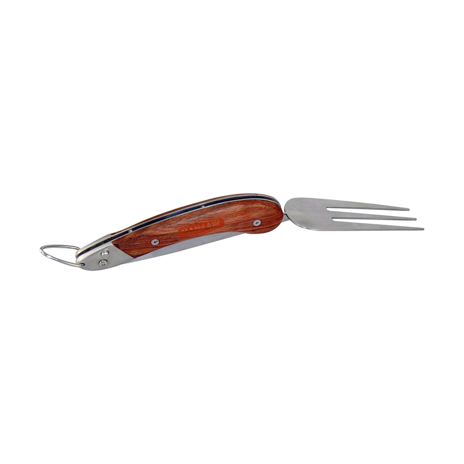 Man Law Folding BBQ Fork Stainless Steel with Hardwood Handle Camping Series- MAN-FT1-F