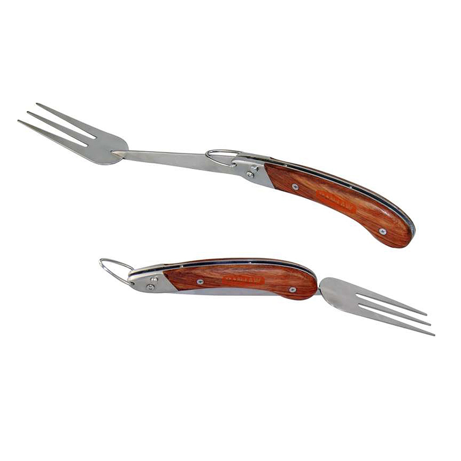 Man Law Folding BBQ Fork Stainless Steel with Hardwood Handle Camping Series- MAN-FT1-F