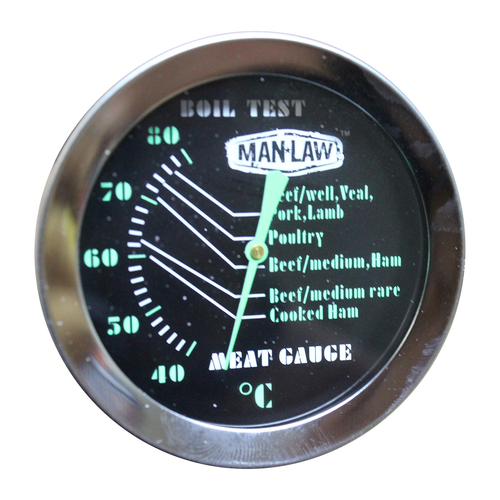 Man Law Meat Gauge Thermometer with Glow Dial - Range 40 to 80 Degrees Celsius - MAN-T720CBBQ