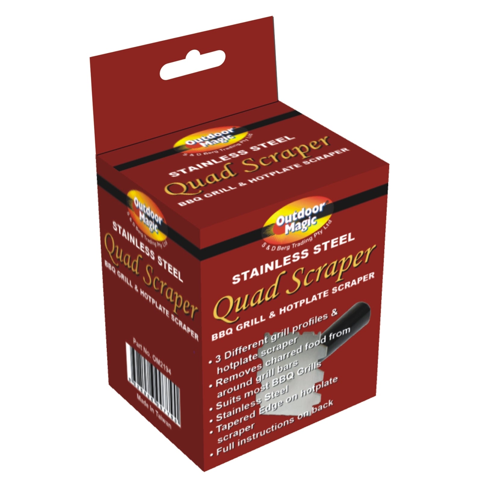 Outdoor Magic - Quad Scraper - BBQ Grill & Hotplate Scraper