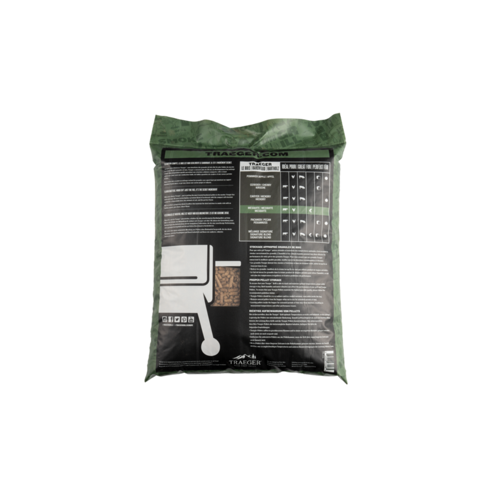 TRAEGER Mesquite BBQ Wood Pellets (20lb/9kg)