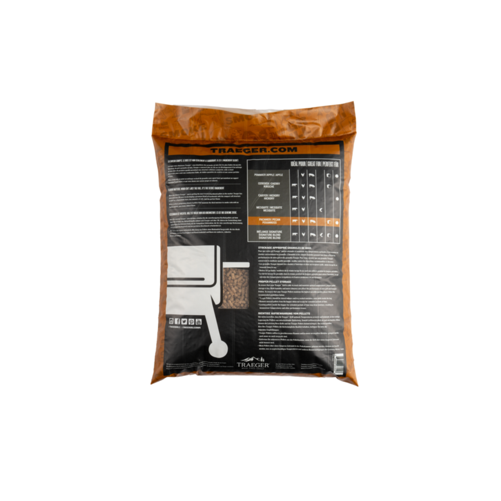 TRAEGER Pecan BBQ Wood Pellets (20lb/9kg)