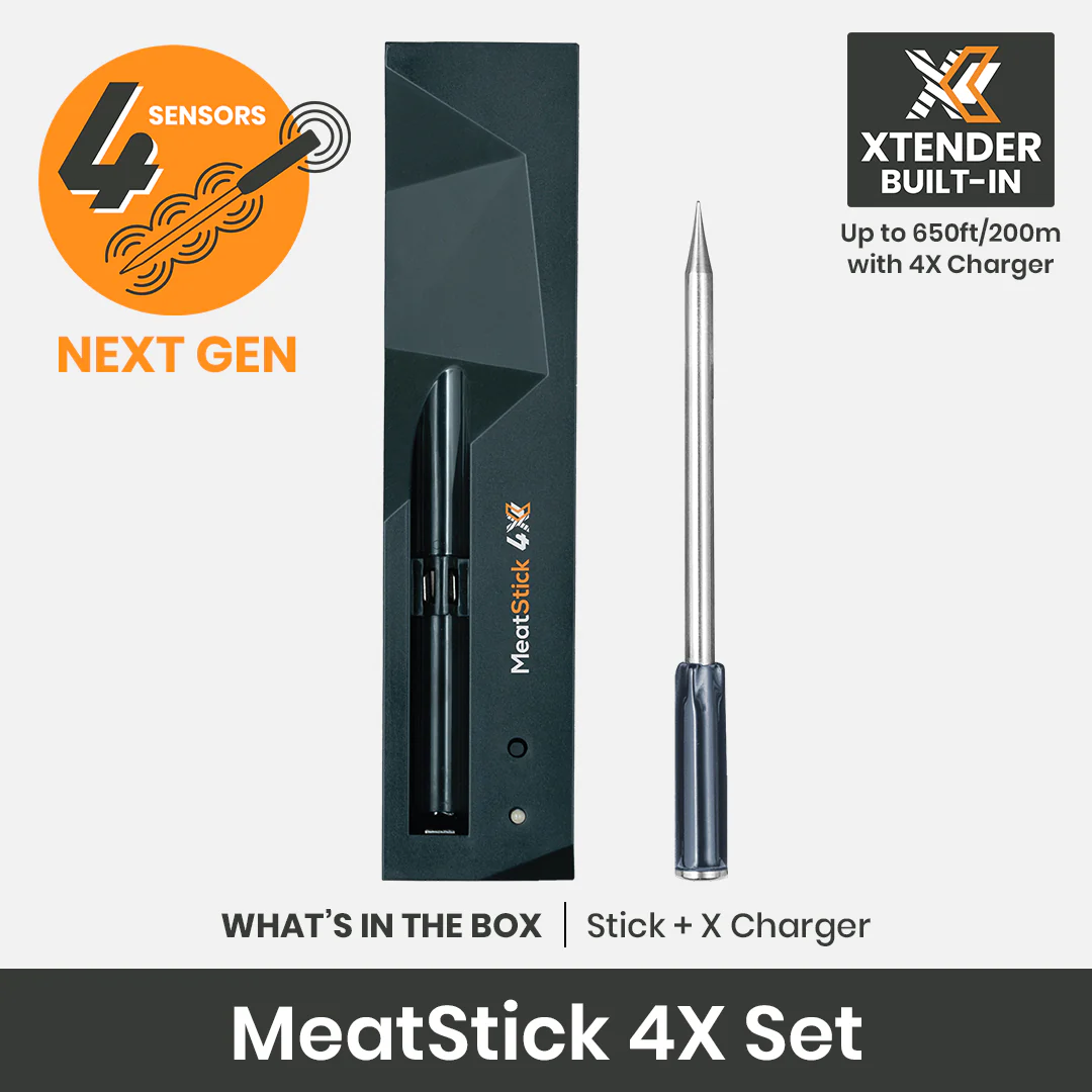 The MeatStick 4X Set - Next generation smart wireless thermometer, range 650 ft - PM871EX
