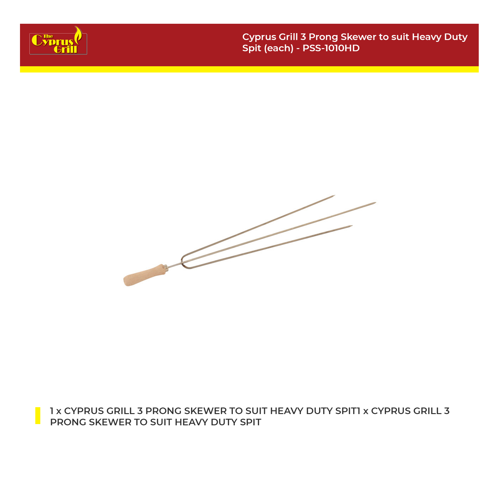 Cyprus Grill 3 Prong Skewer to Suit Heavy Duty Spit (each) - PSS-1010HD