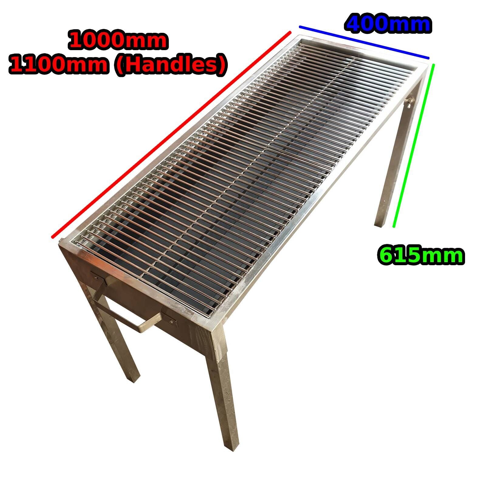 Stainless Steel Traditional BBQ with Charcoal Tray and 6mm Thick Stainless Grill - SSBBQTC