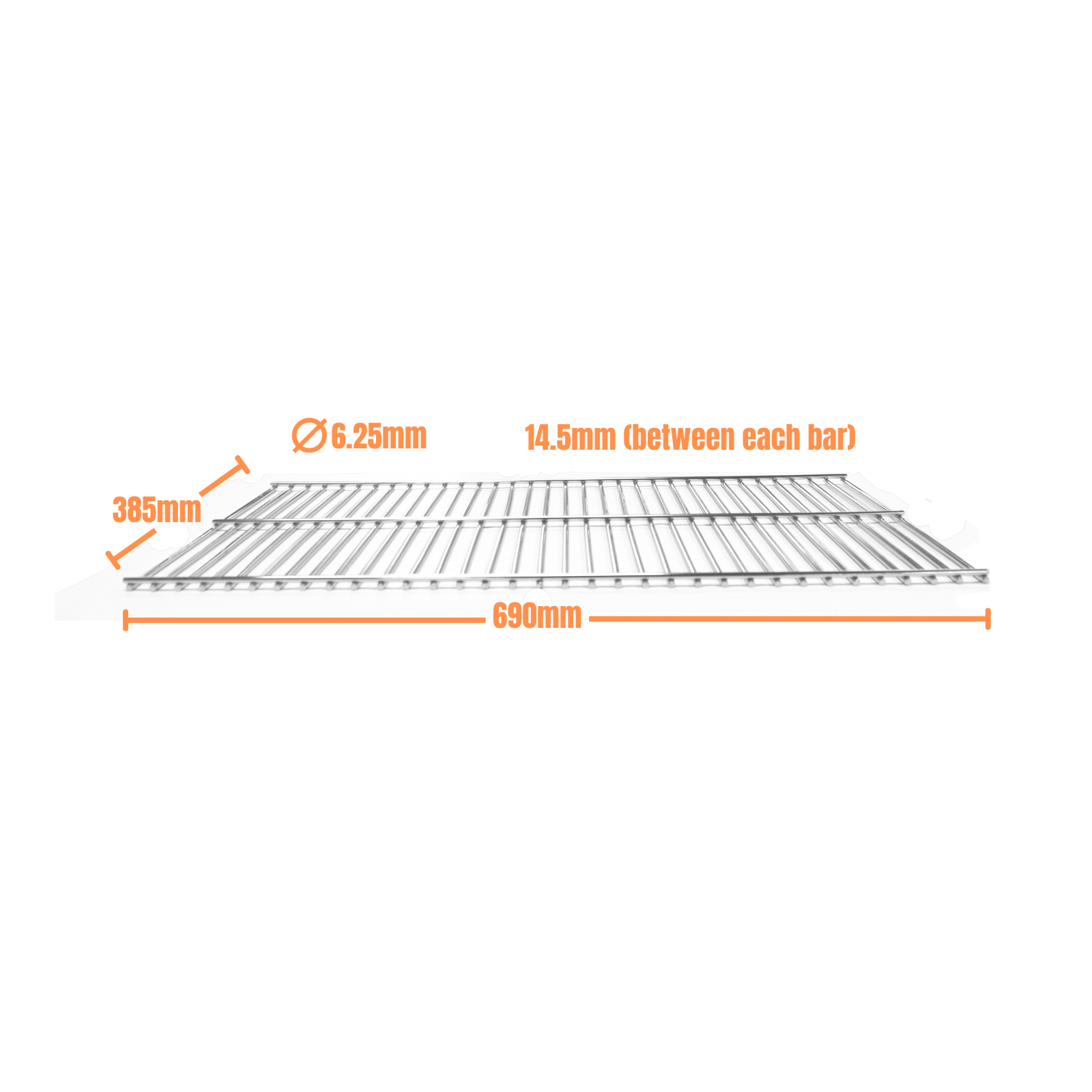 6mm Thick Stainless Steel BBQ Charcoal/Gas Grill (385mm x 690mm) - SSG-2040