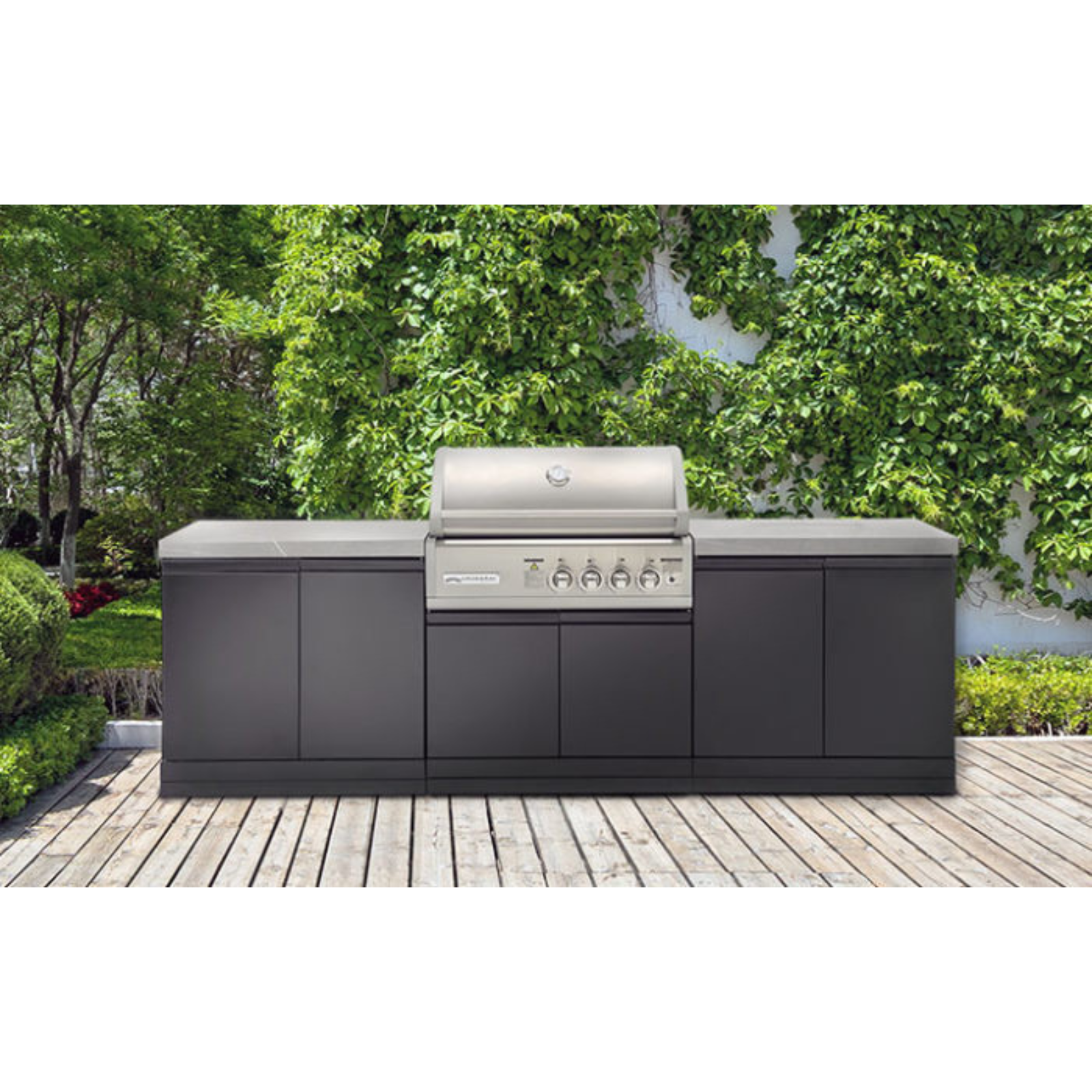 Crossray Kitchen BBQ  Burner & Cabinet, 2 x double side cabinets with flat sintered stone benchtops- TC4K-05