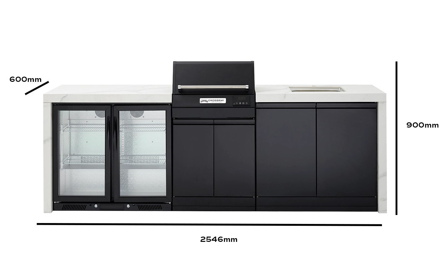 Crossray eXtreme Electric Outdoor Kitchen w/ single fridge & Sink - TCEK-04