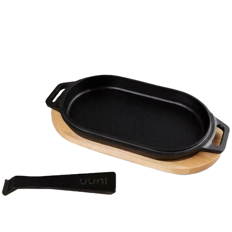 Ooni | cast iron SIZZLER Pan with Removable handle & thick Wooden Trivet - UU - P08C00