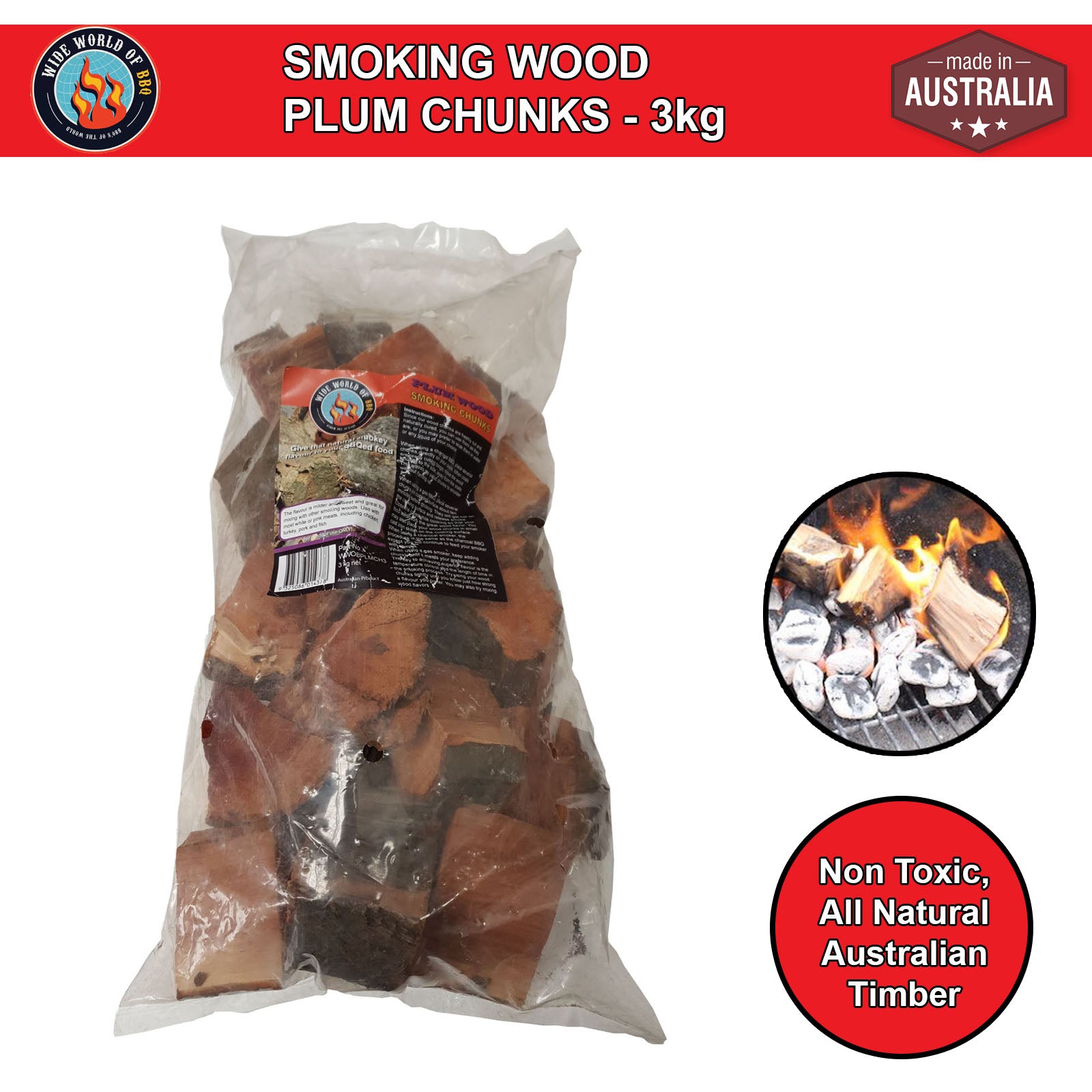 Outdoor Magic - Smoking Plum Wood Chunks 3kg