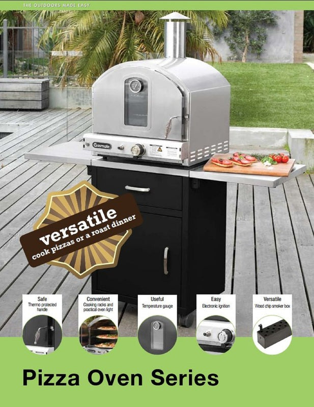 Gasmate - Pizza Oven Deluxe with Internal Light Elegant Stainless Steel Body